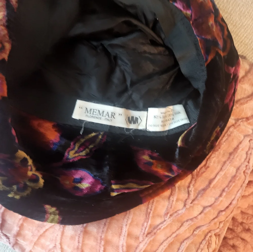 Urban Outfitters Velvet Floral Bucket Hat